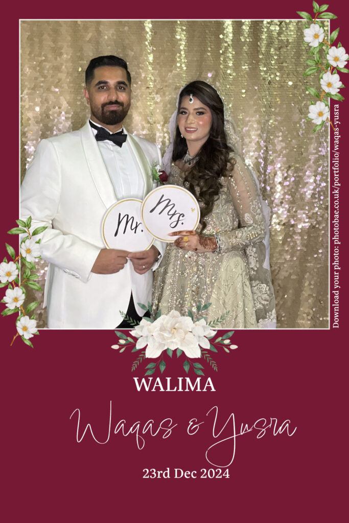 Luxury wedding photo booth hire in Manchester indian bride &Groom
