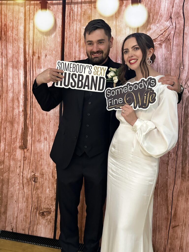 husband and wife posing
