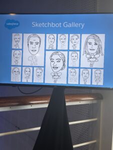 AI Sketch robot gallery on live screen