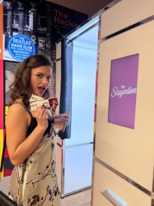 Enclosed booth and boarding cards