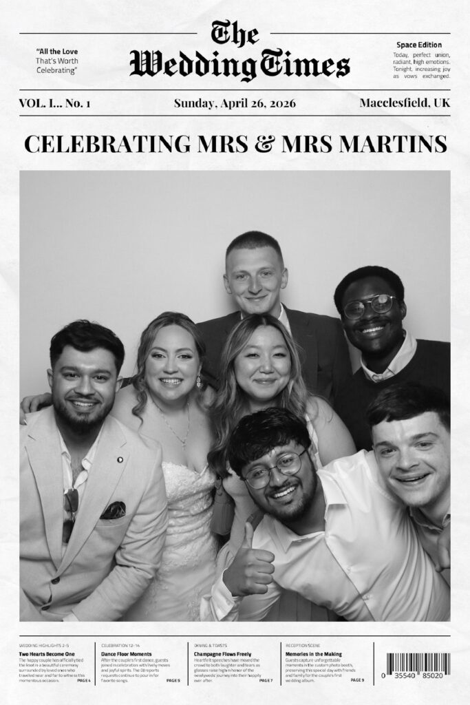 Mrs & Mrs Martins newpaper headline booth